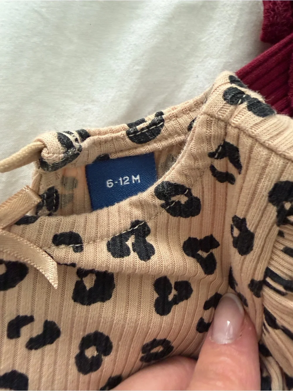 Old Navy Ribbed Ruffle Baby Romper in Burgundy